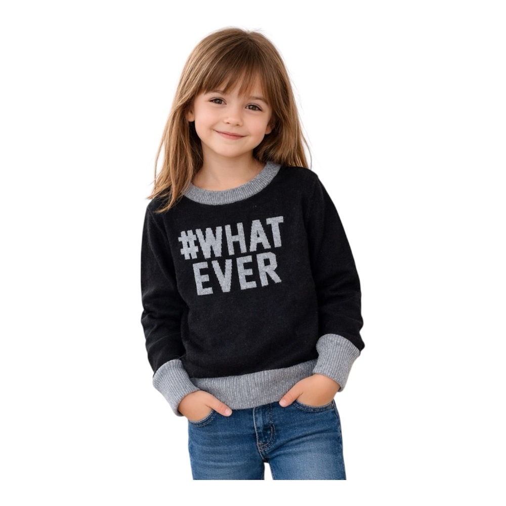 The Children’s Place Girls #Whatever Sweater Size 7/8 Black Graphic Pullover